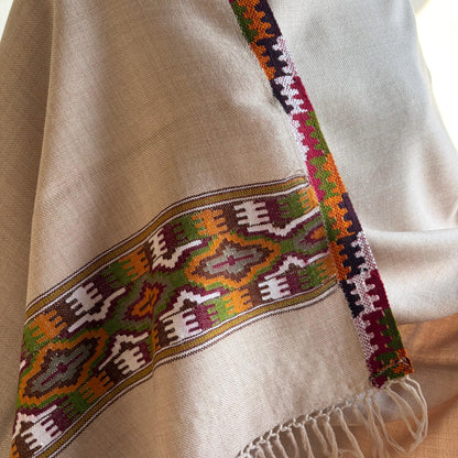 Handloom Pure Merino Wool Shawl (beige)