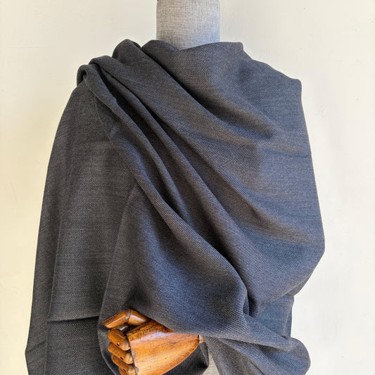 Handwoven Merino Wool Shawl (Charcoal Grey)