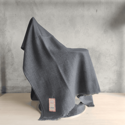 Hand Woven Pure Merino Wool Kullu Shawl- grey