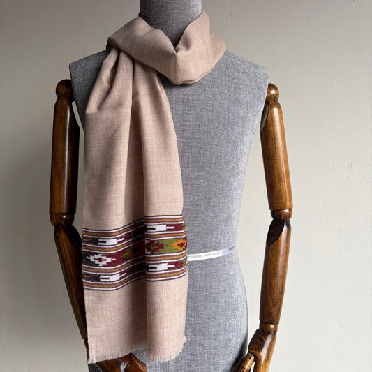 Handwoven Unisex Polywool Muffler (Beige)