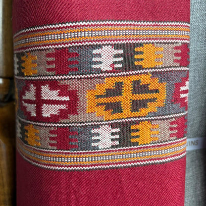 Hand Woven Pure Merino Wool Kullu Stole- Maroon