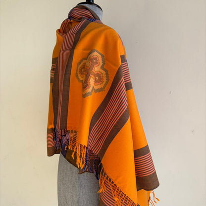 Hand Woven Pure Merino Wool Kullu Stole- Mustard