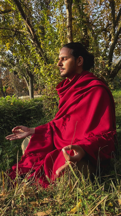 Pure Merino Wool Meditation Shawl Maroon