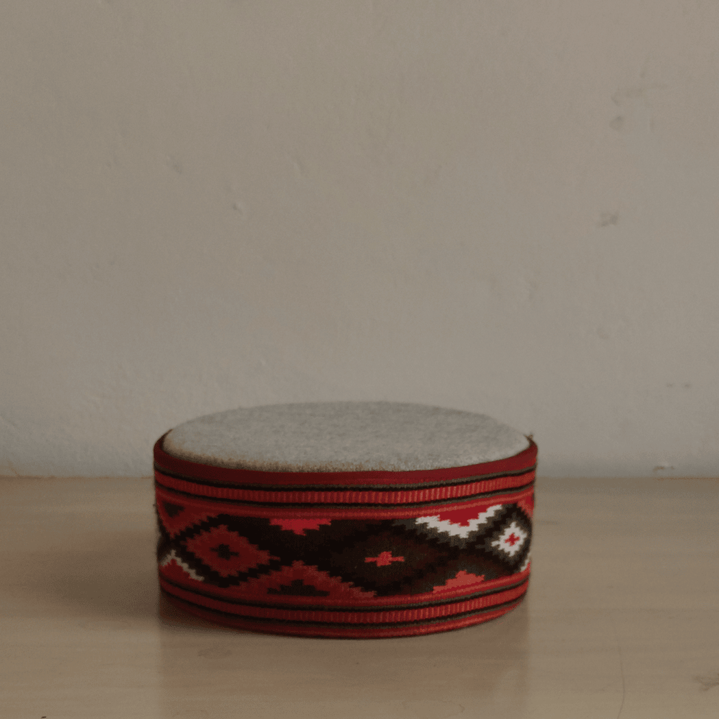 Red & Black geometric (diamond) Pahari/Himachali cap - Bhuttico Shawls