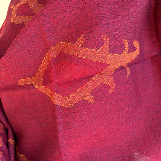 Hand Woven Pure Merino Wool Kullu Stole- Maroon