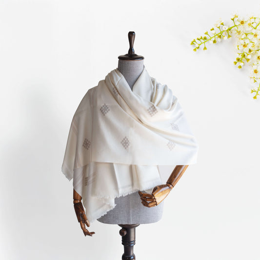 Women Merino Wool Shawl- White