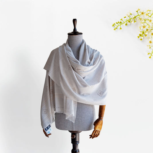 Women Merino Wool Shawl- Light Grey