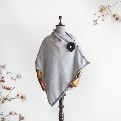 Snow - White Woolen Cape for Women - Bhuttico Shawls