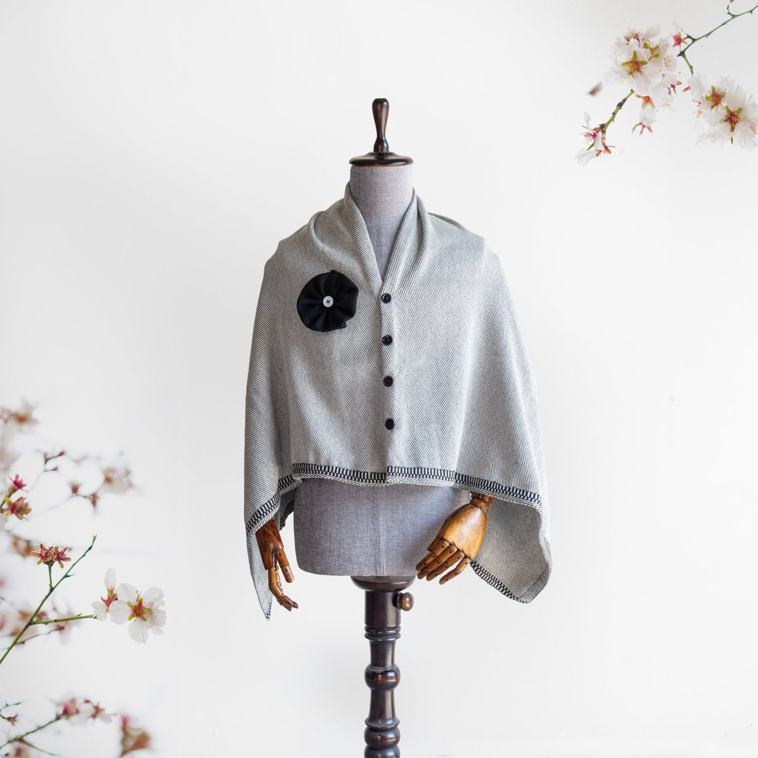 Snow - White Woolen Cape for Women - Bhuttico Shawls