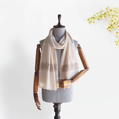 Women Pure Pashmina Wool Stole- Beige