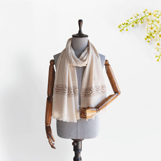 Women Pure Pashmina Wool Stole- Beige
