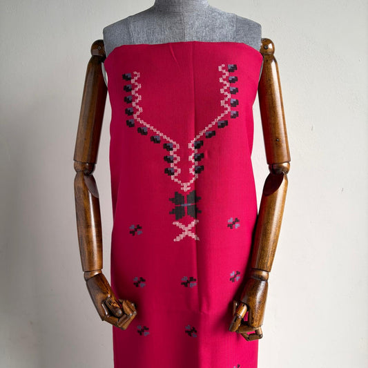 Handloom Women’s Polywool Suit Set without stole (Pink)