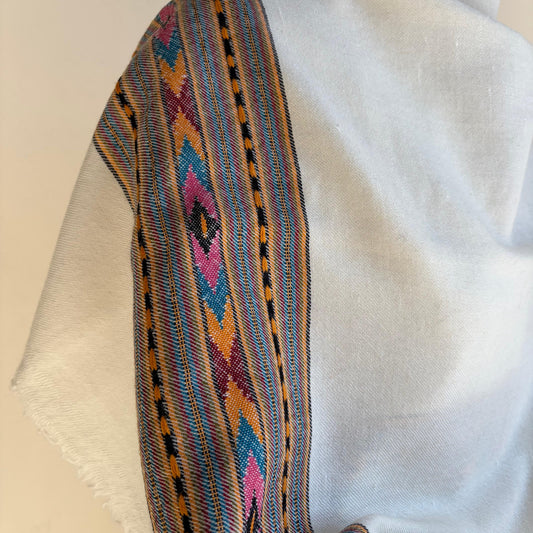 Handwoven Angora and Wool Blend Shawl (white)