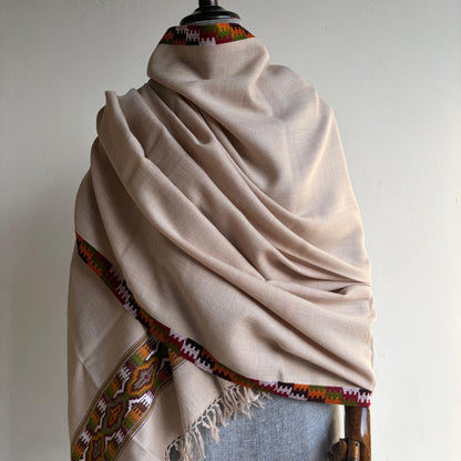 Handloom Pure Merino Wool Shawl (beige)
