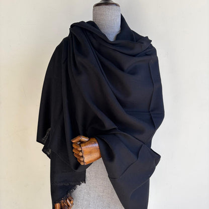Handwoven Merino Wool Shawl (Black)