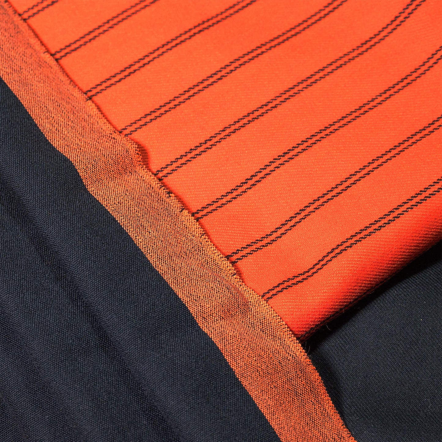 Handwoven Polywool Suit with Stole- Orange