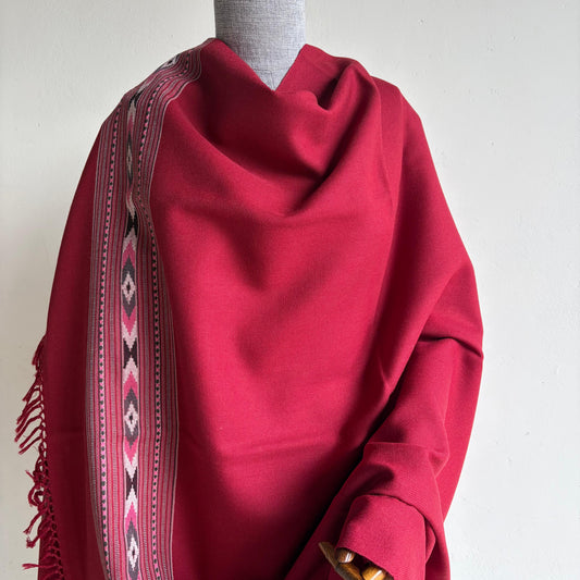 Handloom Pure Merino Wool Shawl (Maroon)